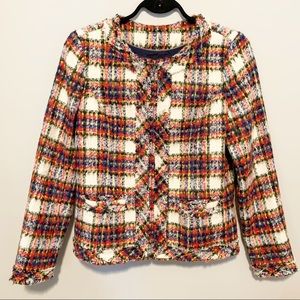 Lands End Blazer Plaid Tartan Wool Tweed